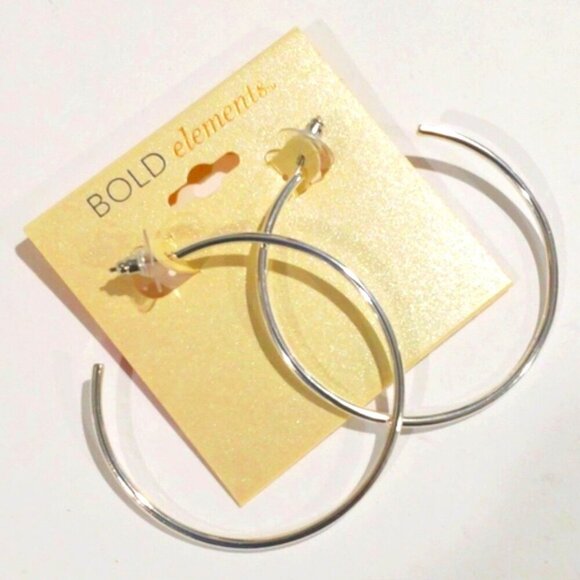 BOLD elements Silver-tone 2-in Open Hoop Big Earrings - Women's Fashion Jewelry - Picture 1 of 7